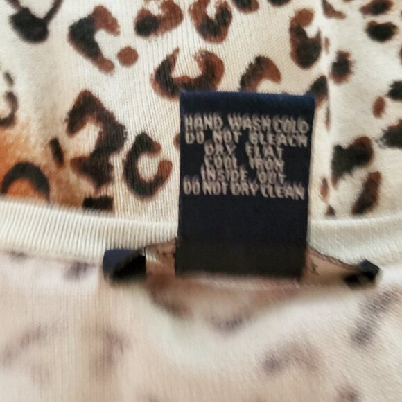 Boston Proper Animal Print Cardigan Sweater Sz S Silk Cotton Brown Sequins - Picture 5 of 5